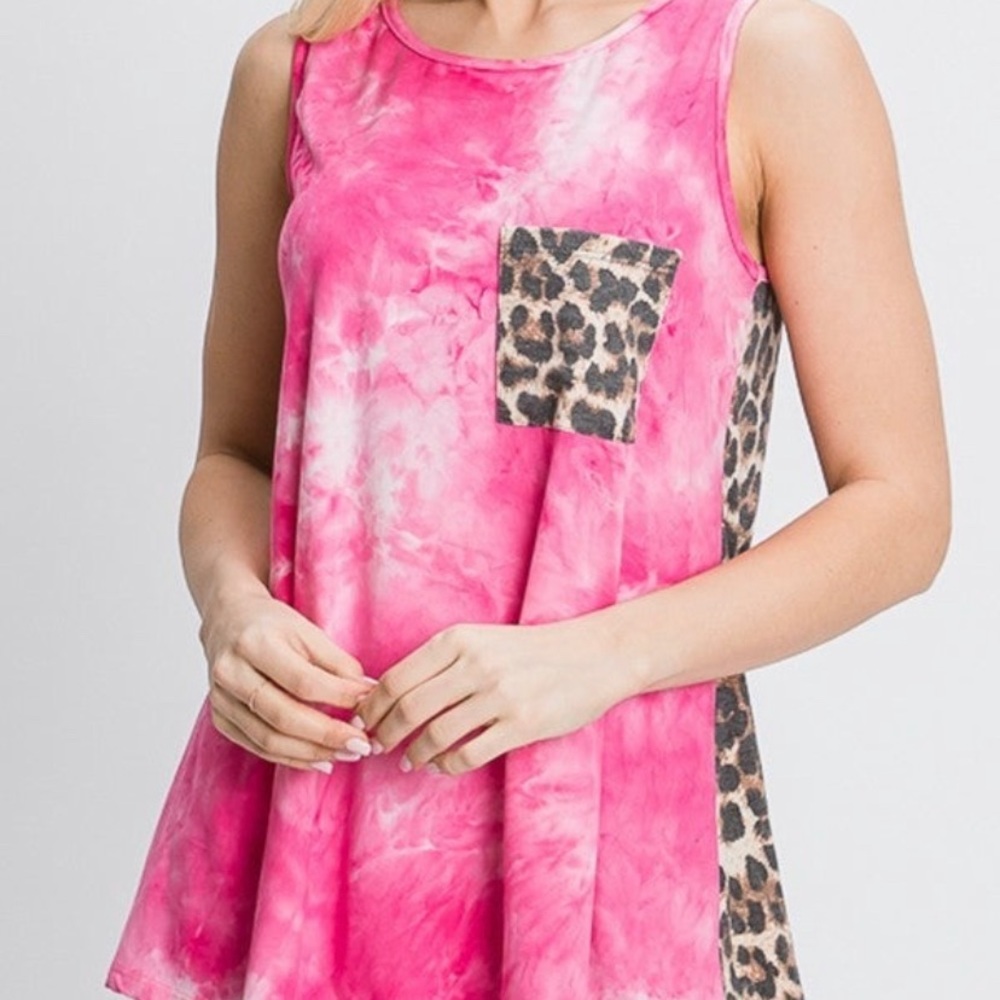 NWT Heimish Pink/Leopard Sleeveless Top 3X
